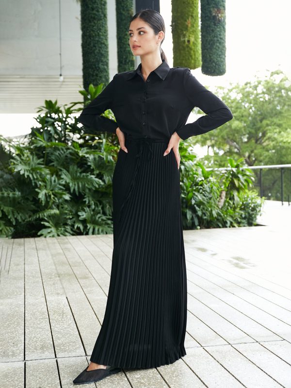 Nevidex  Silk Pleated Maxi Skirt